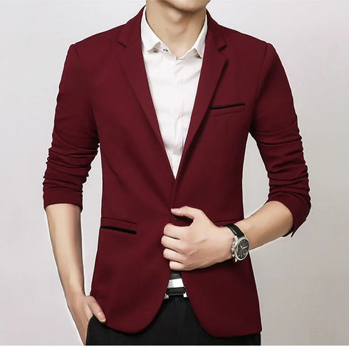 Slim Fit Men's Casual Blazer Business Suit Coat Gentleman Autumn Style